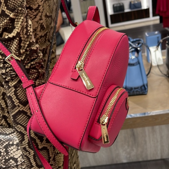 Michael Kors Ladies Backpack Bag Jaycee XS Convertible Zip Backpack Electrc Pink - Picture 5 of 16